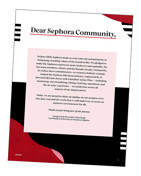 Sephora Fact Sheet June 2021 cover, Dear Sephora Community