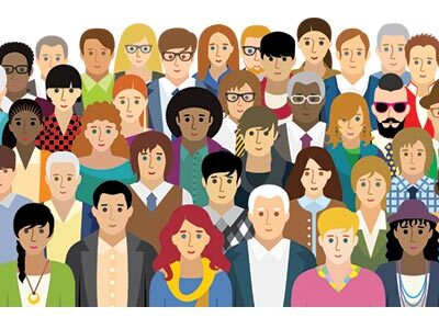 Multicolored vector illustration of people with different characteristics