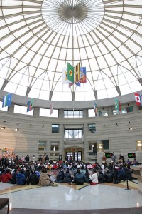 Children attend a class in the Wright Museum's Ford Freedom Rotunda.