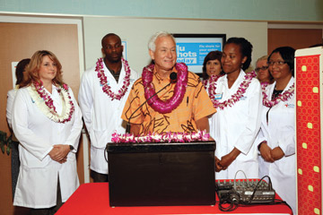Hawaiian dignitaries joined officials from CVS Caremark to celebrate the opening of the first of seven MinuteClinic locations to open inside select Longs Drugs stores on Oahu in 2013. The grand opening event included a traditional maile lei untying and a blessing ceremony.