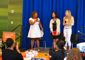 CEO Dr. Danielle Moss Lee speaks with high school students Katy Ma and Allie Primak about issues facing teenage girls.